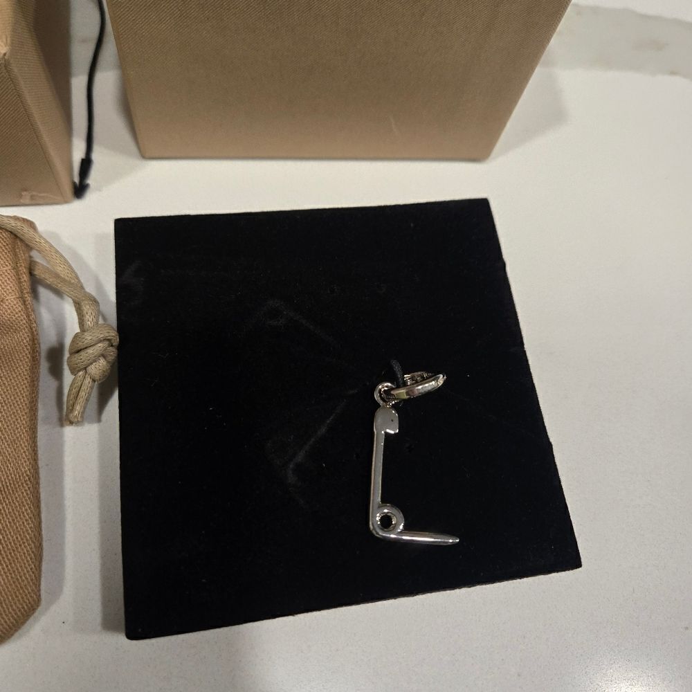Burberry Silver Kilt Pin L Alphabet Charm Necklace Pendant - Picture 3 of 6